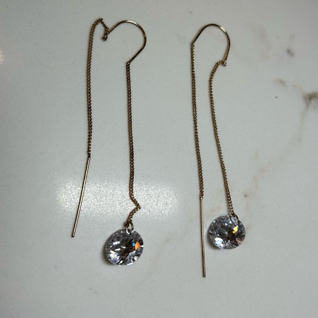 Thread Through Gem Earrings